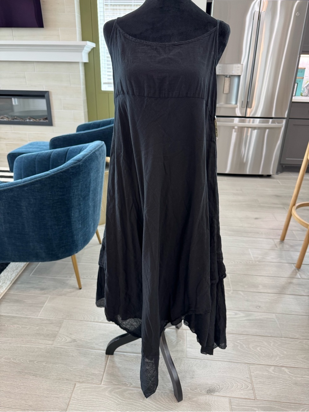 POEME BOHEMIEN 100% Cotton Handmade Asymmetrical Hem Lagenlook Boho Dress 40 NWT